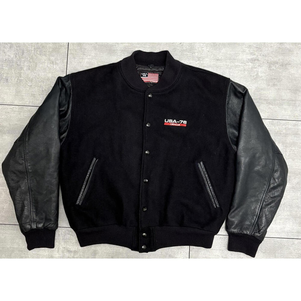 Oracle USA-76 Racing Yacht Wool And Leather‎ Letterman Jacket Blue Small